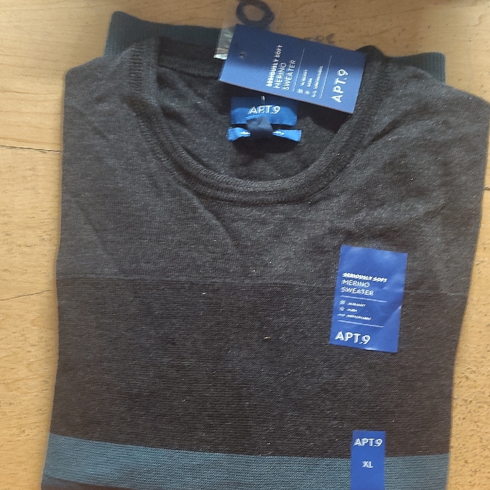 Apt. 9 Charcoal and Teal Sweater - Picture 1 of 3